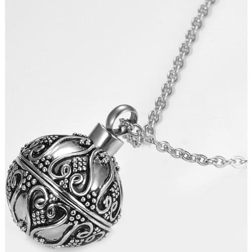 Retro Ball Antique Cremation Memorial Necklace Jewelry Memorial Can Open Keepsake Ashes Urn Pendant Dropshipping