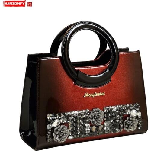 Luxury Fashion Diamond Bag Women Handbag Genuine Leather Ladies Rhinestone Shoulder Messenger Bag Female 2020 Wild Evening Bag