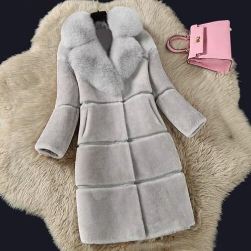 Luxury Winter Faux Fur Coat Women Thick Long Sleeve Jacket Fashion Women Fake Fox Fur Collar Outerwear Women Warm Faux Fur Coat