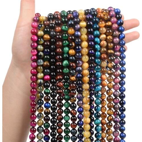 Blue Tiger Eye Natural Stone Beads Light Blue Round Loose Space Bead For Jewelry Making Mens Couples Bracelets DIY 4/6/8/10/12MM