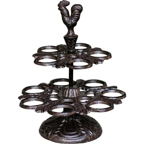 Heavy Duty Retro Cast Iron Eggs Holder Countertop Decor Kitchen & Dining Room Organization Egg Stroage Display Rack LBSh