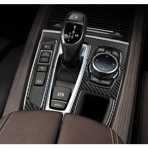 Carbon Fiber Car interior Gear Shift Panel Cover Trim Central Console decorative strip for BMW X5 F15 X6 F16 2014-2018 LHD