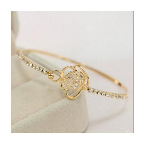 High grade Handwear Vintage Rose Charm Bangles For Women Rhinestone Bracelets Gift Bangle Cuff Bracelet Bijoux
