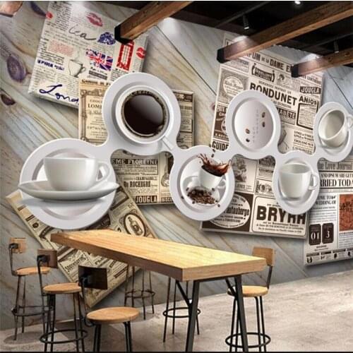 Wellyu Customized large wall painter creative nostalgic newspaper wood grain 3D cafe tooling background wall wallpaper