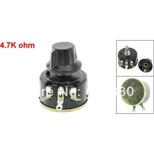 WX112(050) 4.7K 4K7 OHM 5% 5W Rotary Single Turn Wire Wound Potentiometer Carbon Pot w Knob Cap