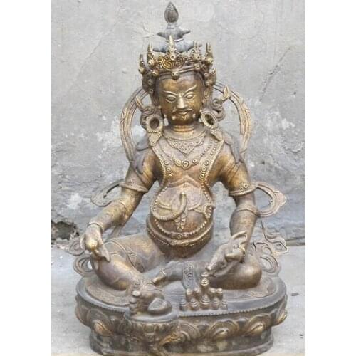 Xd 002353 12"Tibetan Buddhism Bronze gilded yellow fortune god Jambhala Buddha Statue