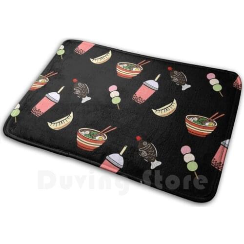 Japanese Food & Drink Soft Non-Slip Mat Rug Carpet Cushion Boba Bubble Tea Ramen Noodles Bowl Sushi Fish Soy Gyoza