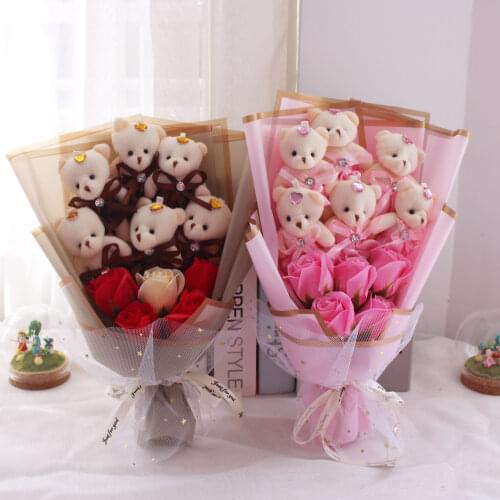 New Lovely Bear Plush Toy Teddy Bear Gift with Box Gift Soft Stuffed Animal Dolls Stich Plush Bouquet Gift Box Birthday Gift