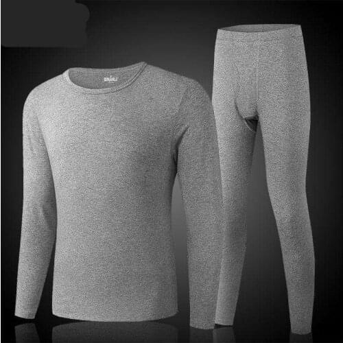 Winter Thermal Underwear Men Long Thermal Suit Polyester Comfortable Warm Tops + Pants Piece Set Thermal Underwear
