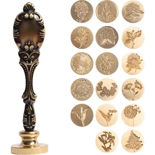 1Pc Retro Antique Metal Plant Sealing Wax Seal Stamp for DIY Wedding Invitations Decor Ancient Wax Stamp Craft