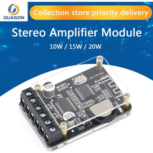 10W/15W/20W Stereo Bluetooth 5.0 Power Amplifier Board 12V/24V High Power Digital Amplifier Module XY-P15W
