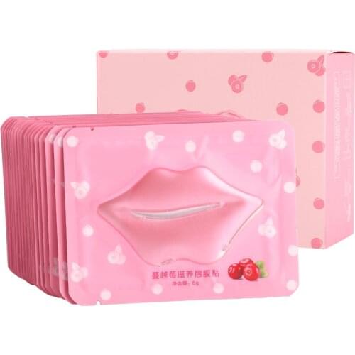 20pcs Cranberry Lip Mask Crystal Natural Collagen Beauty Exfoliating Moist Moisturizing Lip Mask Fades Lip Wrinkles Lip Care