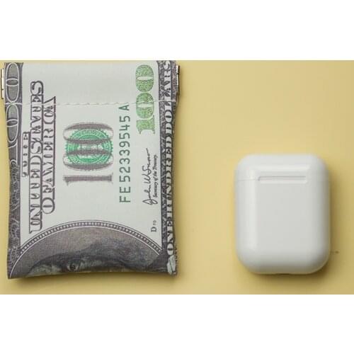 2020 New Fashion Pu Leather Coin Purse Funny Dollar Pattern Small Wallet Money Change Bags Earbuds Holder for Women Men Kids