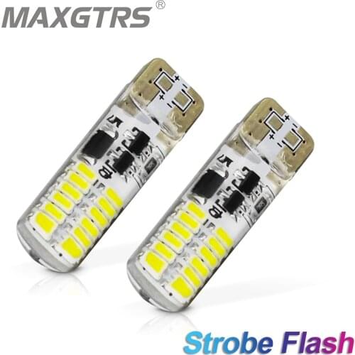 2x T10 Strobe Flashing 194 W5W 24 SMD 3014 LED T10 Led Lasting Shine+Auto Strobe Flash Two modes of Operation Car light bulbs