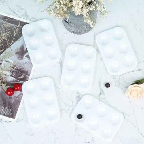 5PC 6 Holeplastic pp material rectangular art painting palette white thickening children simple color supplies painting basic