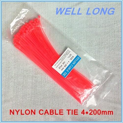 500pcs/lot 4*200mm 10# Self-Locking Nylon Wire Cable Zip Ties, Cable Ties