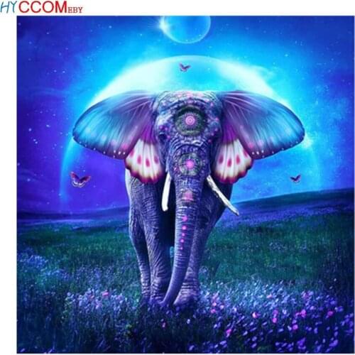 5D DIY Diamond Painting Colorful Elephant Full Round Diamond embroidery Cross stitch Diamond crystal Wall Painting