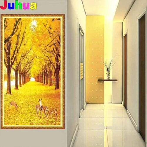 Autumn Landscape diy Diamond Painting deer Diamond Embroidery full square round drill puzzles mosaic Picture home decor