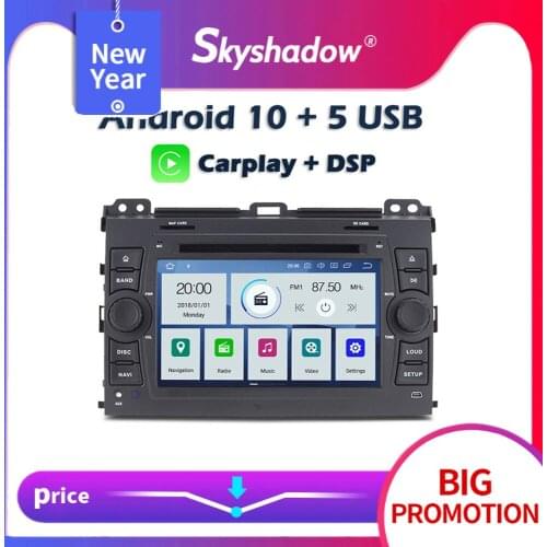 Carplay DSP PX6 IPS Android 10 4GB+64GB Car DVD Player Wifi GPS map RDS Radio Bluetooth For TOYOTA PRADO Cruiser 120 2003- 2009