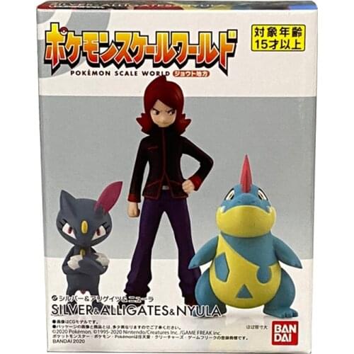 BANDAI Original Scale World 1/20 Pokemon Pocket Monsters Silver & Alligates & Nyula Pvc Action Anime Toys Gifts for Children