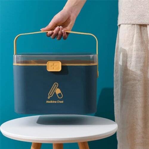 Household Plastic Medicine Box First Aid Kit Bag Emergency Medicine Bag Portable Organizer Thickened Double-layer Box