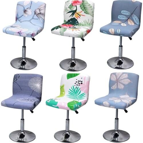 2021 New Flower Bar Stool Chair Cover Low Back Chair Slipover Spandex Seat Case Elastic Office Chair Cover Dining Seat Protector