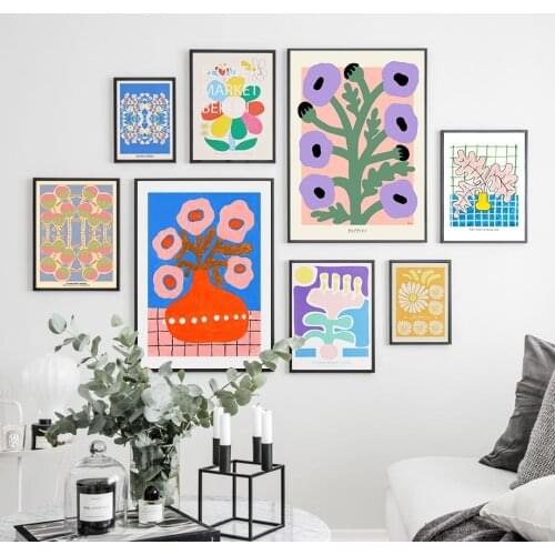 Color Flower Market Minimalist Posters And Prints Canvas Painting Nordic Abstract Wall Art Pictures For Living Room Decor
