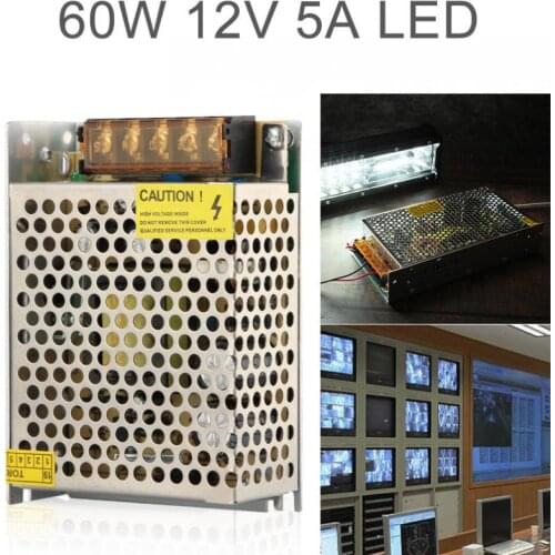 DC 12V 5A 60W Aluminum Alloy Switch Power Supply Driver Adapter / Source Transformer for LED Strip Light / Industrial Equipment