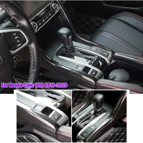 Car Interior Carbon Fiber Central Control Decorative Stickers Modified Accessories Supplies For Honda Civic 10th 2016-2020