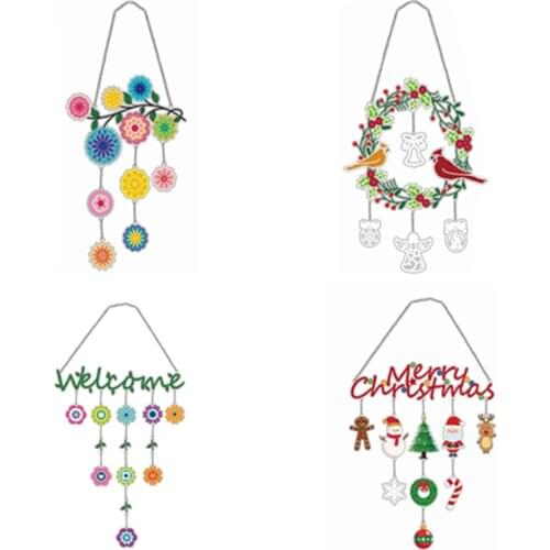 DIY Diamond Painting Christmas Style Hanging Ornaments Special Shaped Drill Home Window Pendant For Door Home Wall Decoration