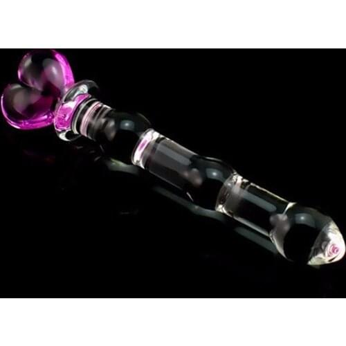 Pink Heart Glass Dildo for Women Crystal Masturbator for Female for Vaginal Anal Stimulation Pleasure Wand Dildo