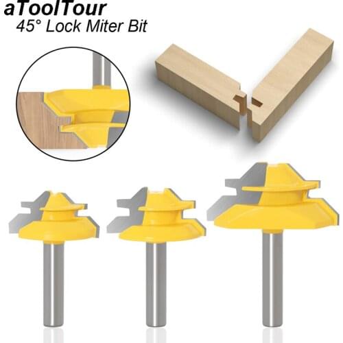 45 Degree Lock Miter Router Bit 1/4 Shank Woodworking Tenon Milling Cutter Wood Tool Drilling Trim Carpenter Fraser Holz