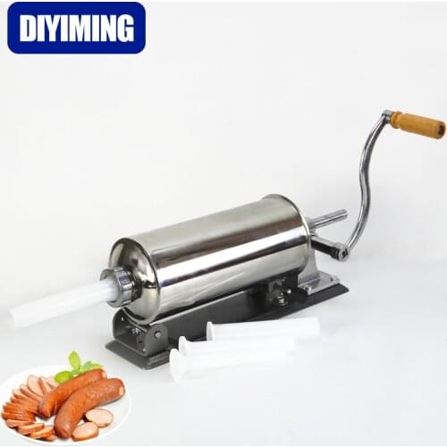 6LB Horizontal Sausage Stuffer Filler Stainless Steel Homemade Table Sausage Maker Kitchen Tool Meat Processor Sausage Maker
