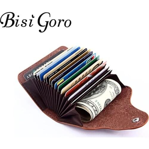 Unisex Genuine Leather Purse for Cards Case Business Card Holder Mini Wallet Credit ID Bank Card Bag For Men And Women 6 Colors