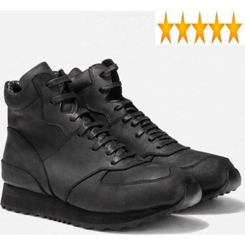 Vintage Designer Platform Sneakers Genuine Leather Zipper Casual High Top Shoes Leisure White Black Breathable Trainers Men