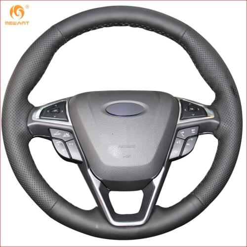 MEWANT Black Artificial Leather Car Steering Wheel Cover for ord Mondeo Fusion 2013-2019 EDGE 2015-2019 Interior Accessories