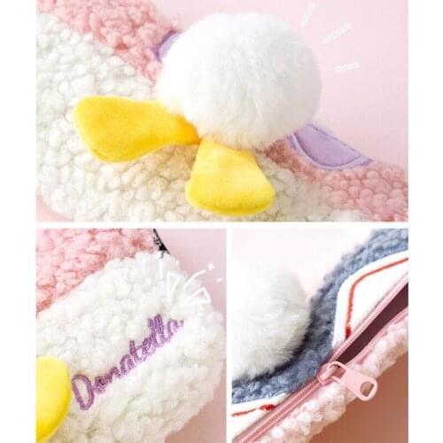 F3MA Cute Soft Plush Fluffy Pencil Case Student Zipper Pen Pouch Stationery Organizer Bag