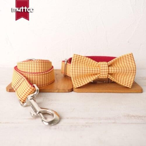 MUTTCO retailing self-design pretty dog collar HARVEST PLAID handmade poly satin and nylon 5 sizes dog collar UDC104