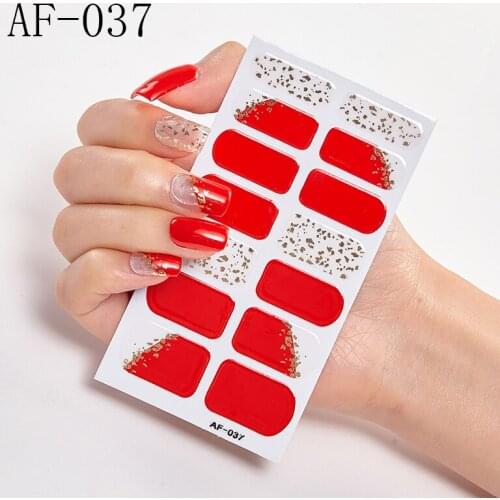 1Sheet AF Series Nail Art Sticker Shiny Polish Nail Wraps Strips Full Cover Colorful Stickers Nail Decals Manicure Accessories
