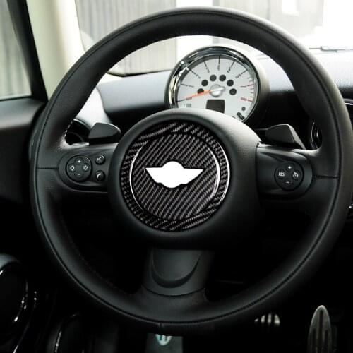 RRX Carbon Fiber Steering Wheel Stickers Cover Trim for Mini Cooper Clubman R55 R56 Countryman R60 Paceman R61 Accessories