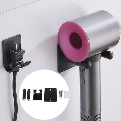 Rustproof Metal Wall Mount Bracket Waterproof Punch-free Storage Hook Hanger for Dyson Hair Dryer Power Cable Holder Organizer