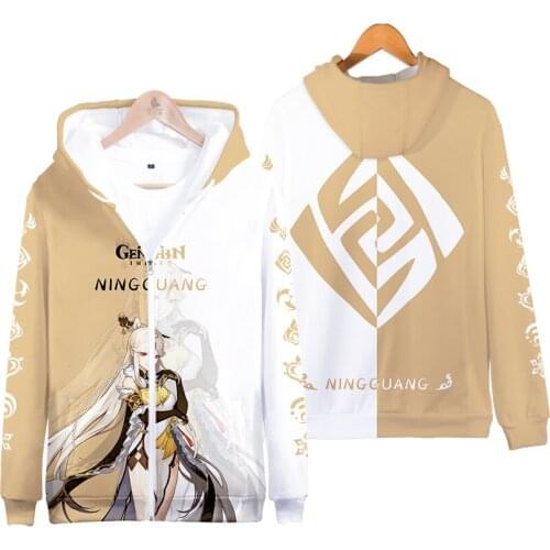 New 3D Genshin Impact Zipper Hoodie Cosplay Costume Mona Kaeya Klee Diluc Venti Paimon Zhongli Keqing Ganyu Unisex Sweatshirt
