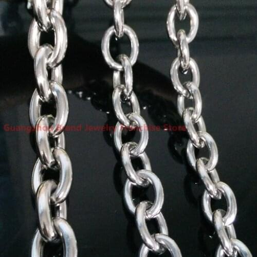 Silver color Polishing 11/13/15mm Cuban Curb 316L Stainless Steel Necklace Boy Mens Big O Chain Necklace Jewelry