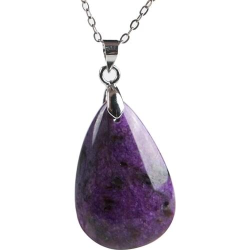 Genuine Natural Sugilite Gems Purple Water Drop Bead Suspension Stone Lady Pendant