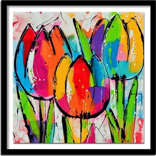Full Diamond Painting Pink Tulips Diy Diamond Embroidery Flower Series Decoration For The Living Room A Good Gift For The Family