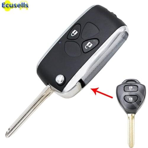 Luxury Modified Flip 2 Buttons Remote Key Shell housing case fob for Toyota Hilux Rav4 Corolla Camry Yaris Prado TOY43 blade