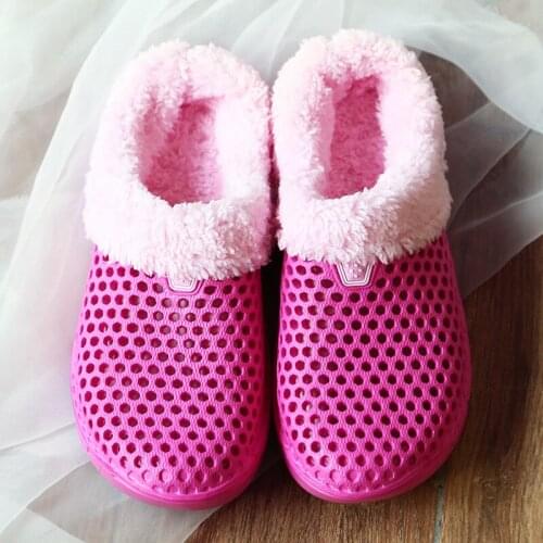 Hot Selling Pink Winter Women Clogs Home Cotton Shoes Couple Garden Shoes Non-Slip Plush Slippers Women Slides sandalias verano