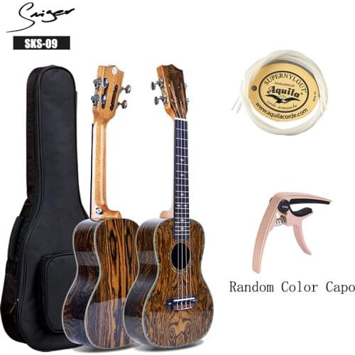 Smiger SKS-09 AA Bocote Ukulele High Gloss Natural Wood Ukulele With Capo Bag Guitar Music Instrument For Beginner Profession