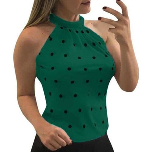Summer Women Tops Halte Off-shoulder Polka Dot Print Halter Slim Female Ladies Sleeveless Summer Tops Sexy Club Clubwear 2021