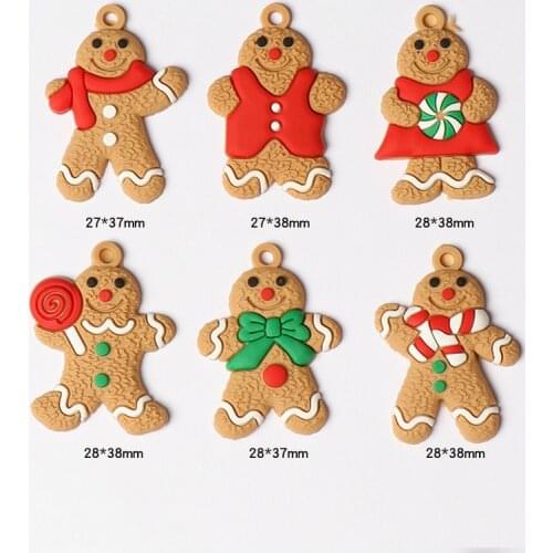 6PCS/Set Gingerbread Man Christmas Tree Ornaments Xmas Trees Hanging Pendant New Year Christmas Home Decoration Gifts 3.8CM